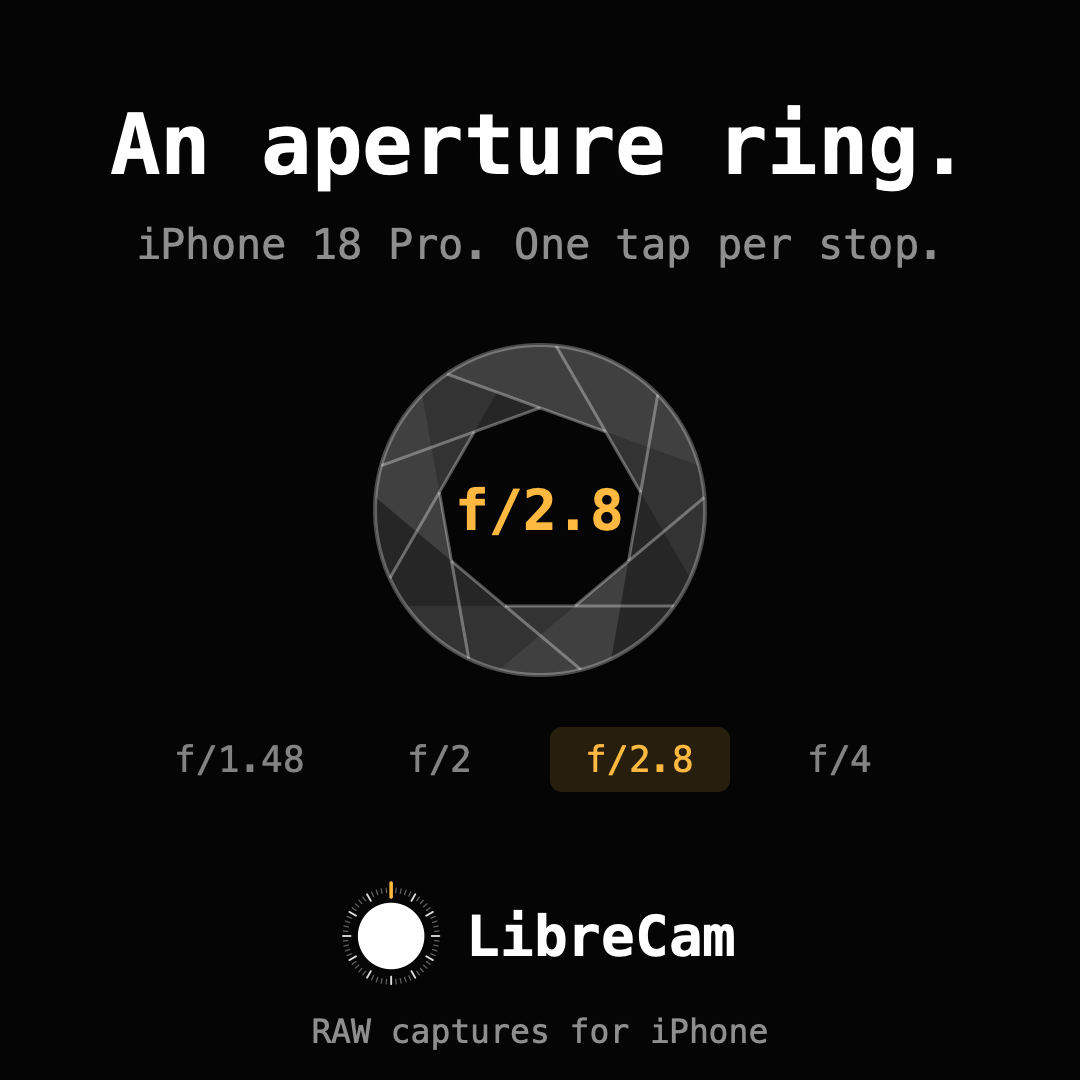 Slide: the aperture ring on iPhone 18 Pro